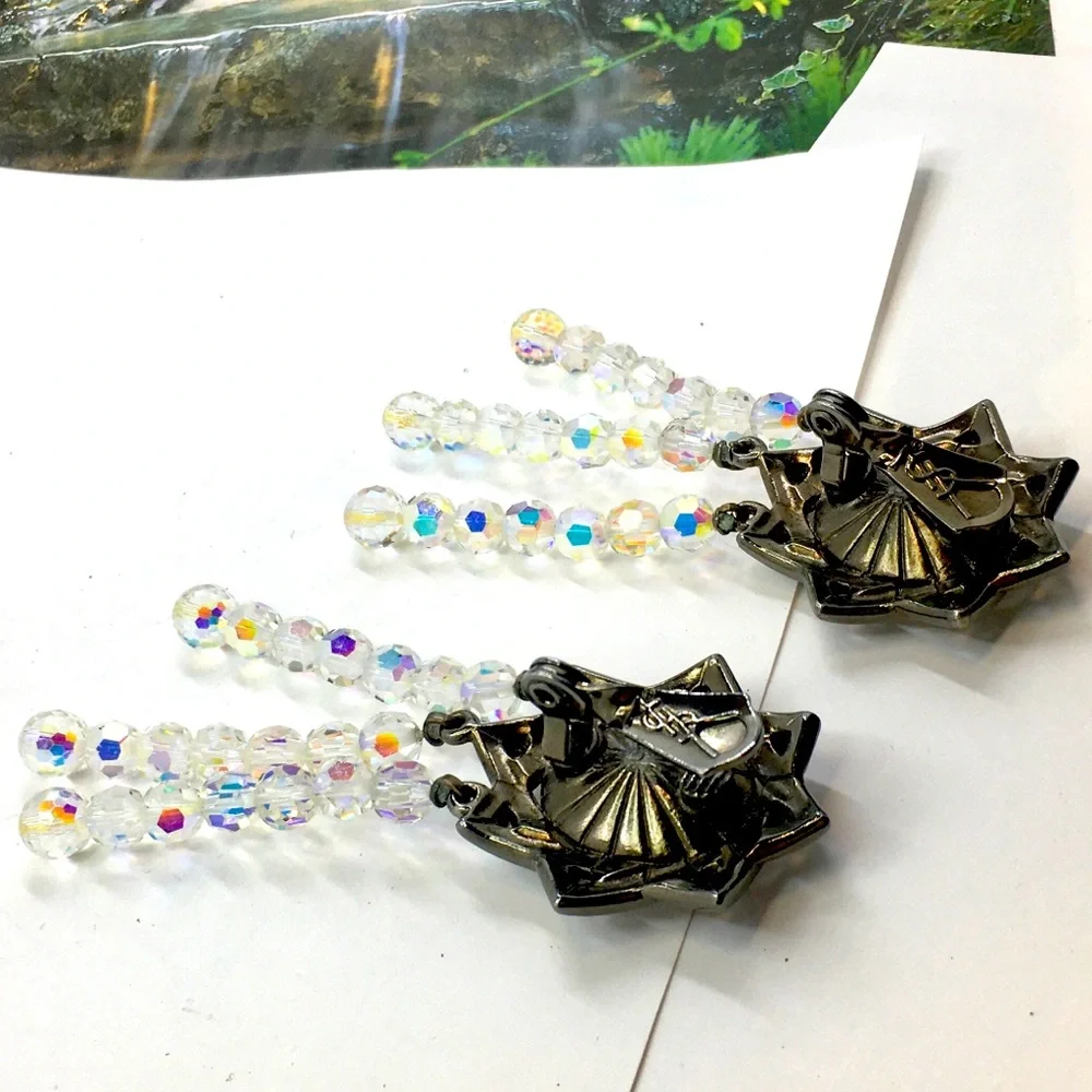 YSL Yves Saint Laurent AB faceted crystal runway clip earrings. Ysl jewelry rare - Picture 7 of 8